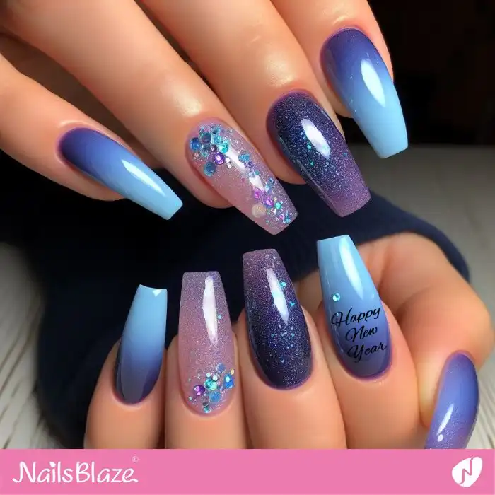 New Year Luxury Blue and Purple Nails | 2024 Nails - NB1363